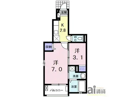 コルソ新所沢(2K/1階)の間取り写真