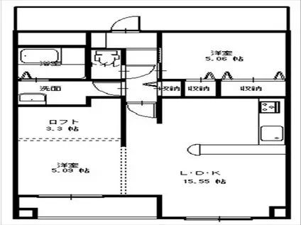 プルミエルネス熊谷(2LDK/3階)の間取り写真