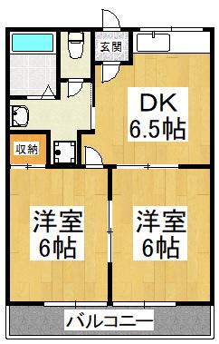 高橋ハイツ(2DK/1階)の間取り写真