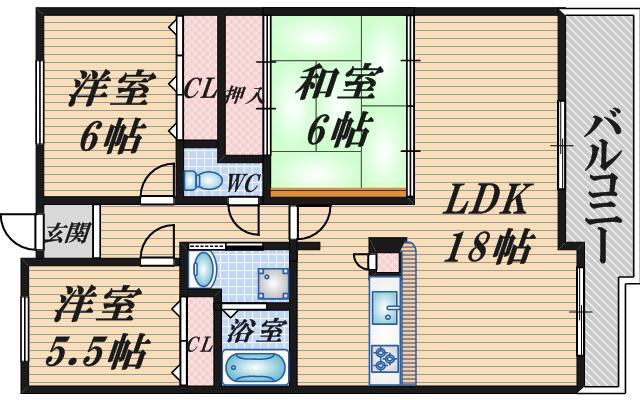 エトワール緑丘(3LDK/6階)の間取り写真