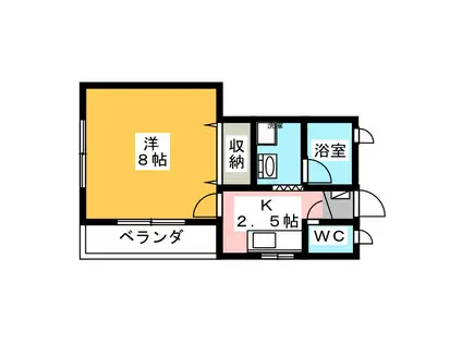 ウッドベル(1K/1階)の間取り写真