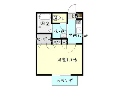 シャルム(1K/1階)の間取り写真