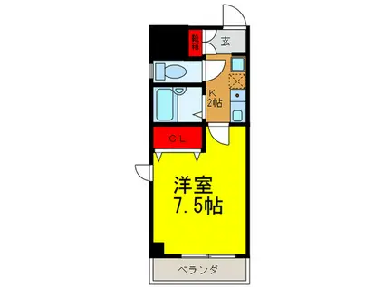 グレース上汐(1K/2階)の間取り写真