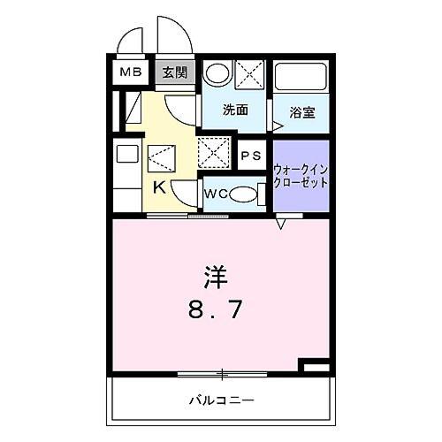 第2シャトー小倉(1K/1階)の間取り写真