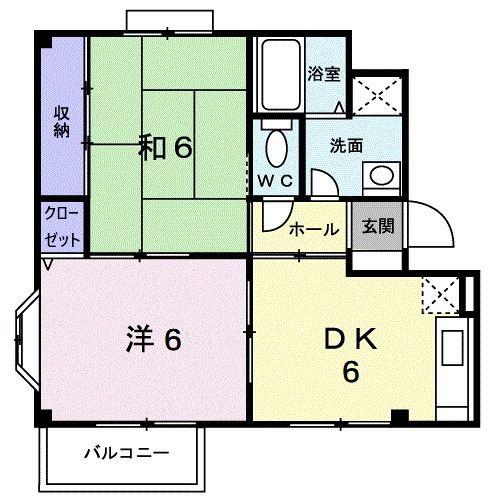 ラフィーネ立花B(2DK/2階)の間取り写真