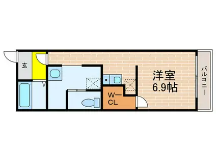 ラロッカ(ワンルーム/2階)の間取り写真