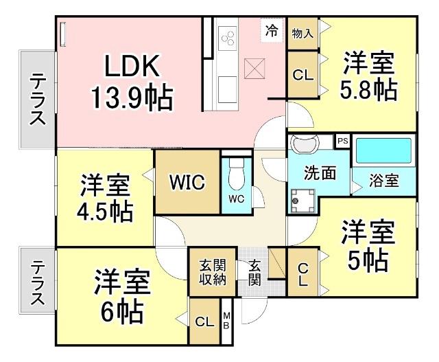 ドリームテュア/クレールシャト ドリームテュア(4LDK/3階)の間取り写真