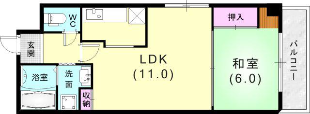ハーモニーA(1LDK/4階)の間取り写真