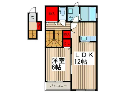 ミニョン・M(1LDK/2階)の間取り写真