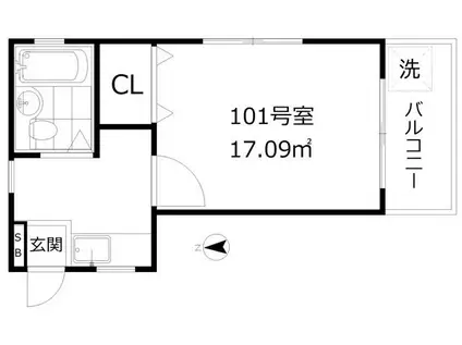 フォルティーノSS(1K/1階)の間取り写真