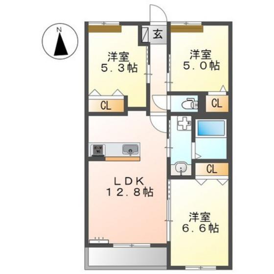アデランテみくまり(3LDK/3階)の間取り写真