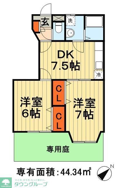 ドエルフォーラム五番館(2DK/1階)の間取り写真