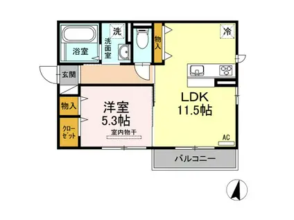 プロヴァンス(1LDK/2階)の間取り写真
