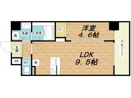 FUKU島之内(1LDK/10階)の間取り写真