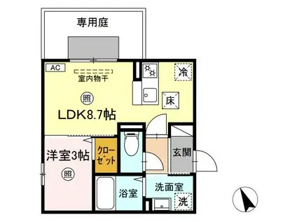 BRILLIA TWIN STAGE A棟(1LDK/1階)の間取り写真