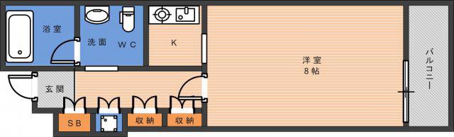 カーサマニエラ(1K/6階)の間取り写真