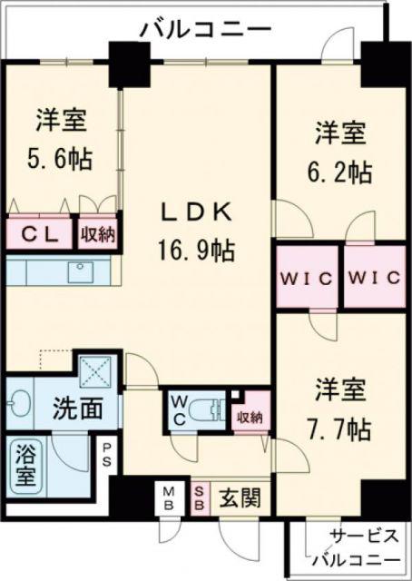 TUNAMAYO RESIDENCE(3LDK/8階)の間取り写真
