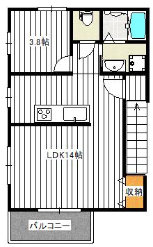北山壱番館(1LDK/2階)の間取り写真