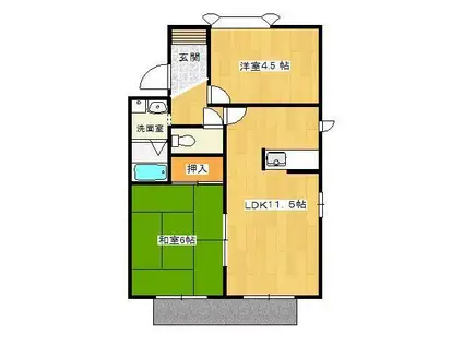 ロイヤルセフィラ(2LDK/1階)の間取り写真