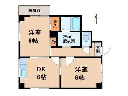 マンション木原(2DK/1階)の間取り写真