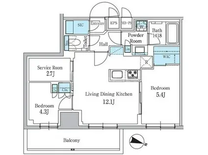 パークアクシス板橋本町ステーションゲート(2SLDK/3階)の間取り写真