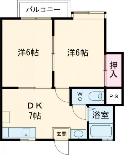 ファーストインキャニオンハウスI(2DK/3階)の間取り写真