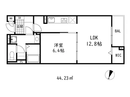 グランヴィル芦屋西(1LDK/1階)の間取り写真