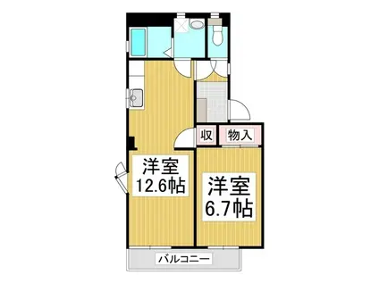 サンエステート E棟(1LDK/1階)の間取り写真