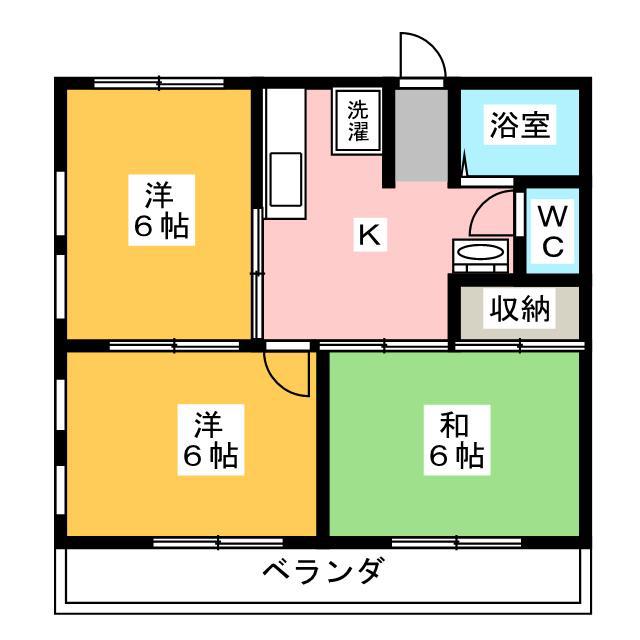 コーポブランカ(2DK/2階)の間取り写真