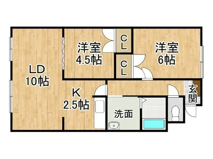 クレアコート(2LDK/3階)の間取り写真