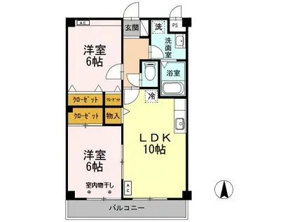 マンション紫雲 B(2LDK/1階)の間取り写真