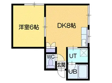花園ビル(1DK/2階)の間取り写真