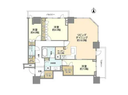 幕張ベイパーク クロスタワー&レジデンス(3LDK/25階)の間取り写真