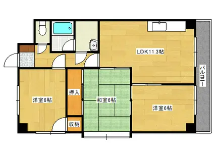 ハイタウン堀田(3LDK/7階)の間取り写真