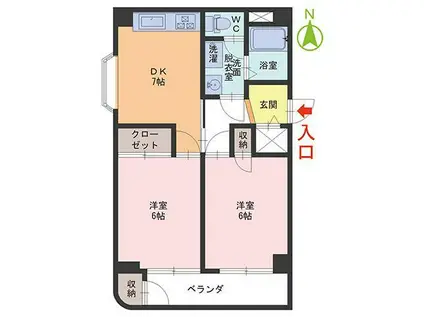 シャトレー田原(2DK/6階)の間取り写真