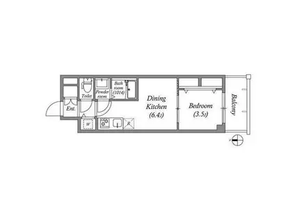 エスリードレジデンス都島デュオ(1DK/6階)の間取り写真