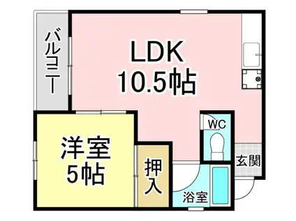 エステート足立(1LDK/3階)の間取り写真