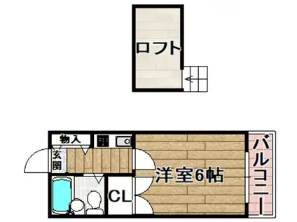 ローリエ土橋(1K/1階)の間取り写真