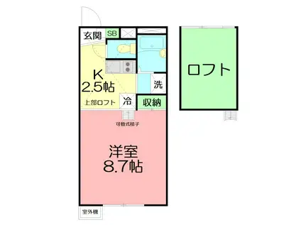 ブリランテ(1K/2階)の間取り写真