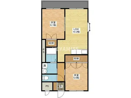 パインホームズ川平(2LDK/2階)の間取り写真