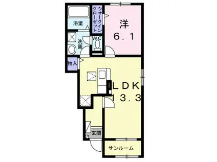 ポタージュ(1LDK/1階)の間取り写真