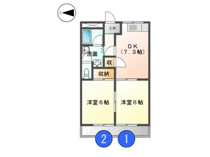 ハイムエクセル(2DK/1階)の間取り写真