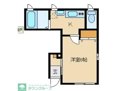 GRANDIR(1K/1階)の間取り写真