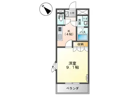 ルナ・アルカディア 参番館(1K/2階)の間取り写真