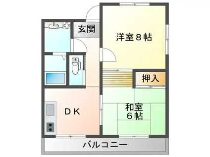 すまいるJYONAN(2DK/2階)の間取り写真