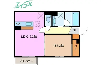 ユア ベース(1LDK/1階)の間取り写真