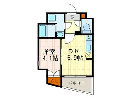 レピュア東向島(1DK/8階)の間取り写真