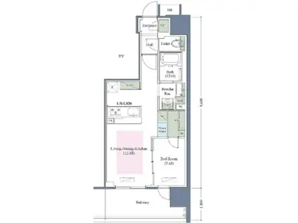 アーバネックス新町(1LDK/11階)の間取り写真