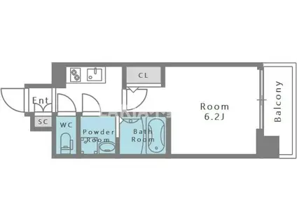 エスリード本町靭公園レジデンス(1K/11階)の間取り写真