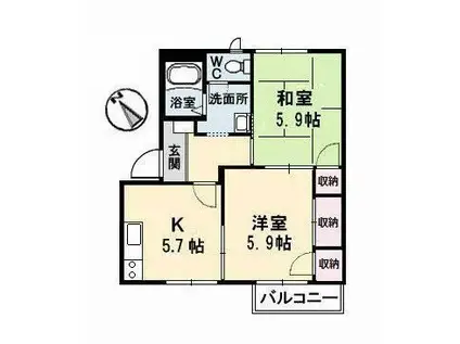 エトワールC棟(2K/2階)の間取り写真